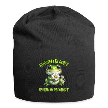 Karneval Frosch KÜSSEN ERLAUBT BIN VERZAUBERT - Jersey-Beanie - Schwarz - Vorne