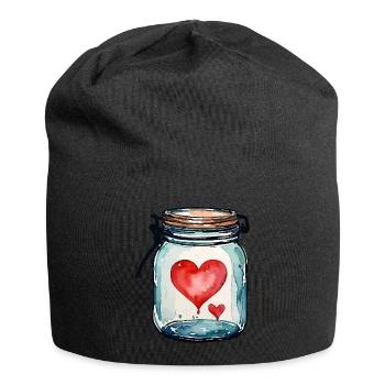 Pot plein d'aquarelles de coeurs d'amour - Bonnet en jersey - noir - Devant