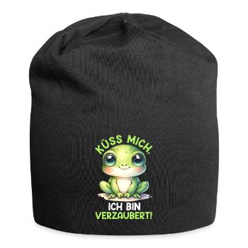 Froschkostüm KÜSS MICH ICH BIN VERZAUBERT - Jersey-Beanie - Schwarz - Vorne