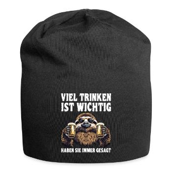 "Viel trinken ist wichtig" Biertrinker - Jersey-Beanie - Schwarz - Vorne