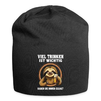 "Viel trinken ist wichtig" Biertrinker - Jersey-Beanie - Schwarz - Vorne