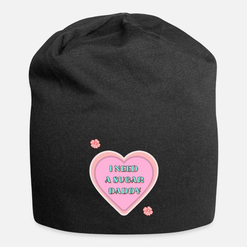 Freches Herz Sugar Daddy mit Statement - Jersey-Beanie - Schwarz