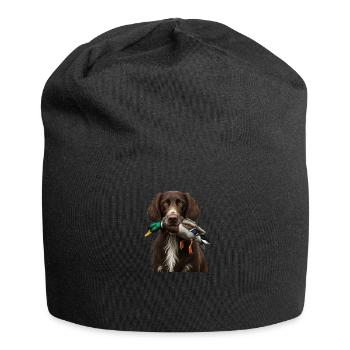 Deutsch Langhaar I Jagdhund Vorstehhund Motiv für - Jersey-Beanie - Schwarz - Vorne