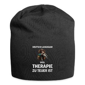 Deutsch Langhaar I Jagdhund Vorstehhund Motiv für - Jersey-Beanie - Schwarz - Vorne