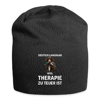 Deutsch Langhaar I Jagdhund Vorstehhund Motiv für - Jersey-Beanie - Schwarz - Vorne