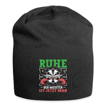 Ruhe Der Meister Ist Jetzt Dran Dartspieler - Jersey-Beanie - Schwarz - Vorne