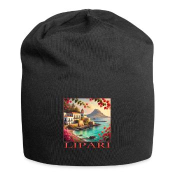 Lipari Vulkan Mittelmeer Terrakotta Urlaub - Jersey-Beanie - Schwarz - Vorne