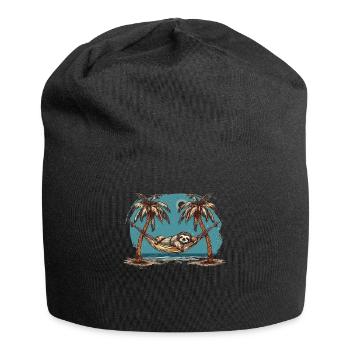 Sloth Hammock, Beach, Chill - Jersey Beanie - black - Front