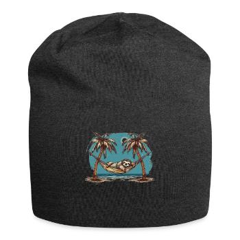 Faultier-hängematte, Strand, Chillige - Jersey-Beanie - Anthrazit - Vorne