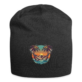 Faultier-hängematte, Strand, Chillige - Jersey-Beanie - Anthrazit - Vorne