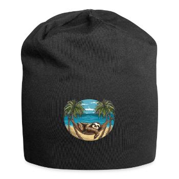 Faultier-hängematte, Strand, Chillige - Jersey-Beanie - Schwarz - Vorne