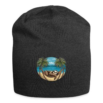 Faultier-hängematte, Strand, Chillige - Jersey-Beanie - Anthrazit - Vorne