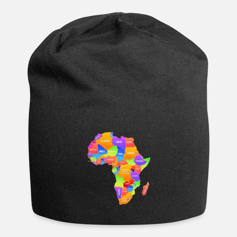 Carte colorée de l’Afrique - Bonnet en jersey - noir