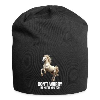 Horse Owner Don ́t worry he hates you too Haflinger - Jersey Beanie - black - Front