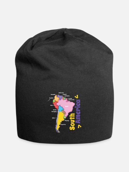 Colorful map of South America - Jersey Beanie - black