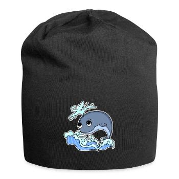 Whale Animal Ocean Graphic - Jersey Beanie - black - Front