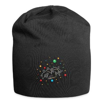 Carnival Colorful Jester's Hat with Confetti - Jersey Beanie - black - Front