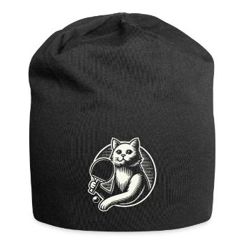 Niedliche Katze Spielt Tischtennis Kunst - Jersey-Beanie - Schwarz - Vorne