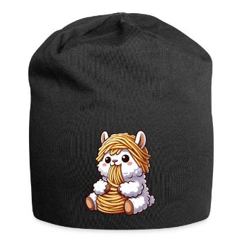 Funny Llama Spaghetti Italian Clumsy - Jersey Beanie - black - Front