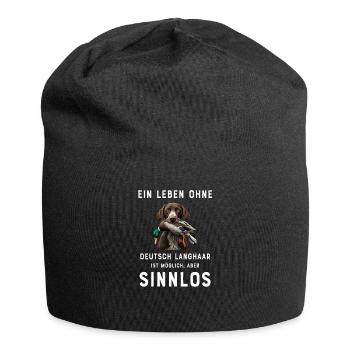 Deutsch Langhaar I Jagdhund Vorstehhund Motiv für - Jersey-Beanie - Schwarz - Vorne
