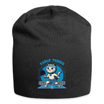 Niedliche Katze Tischtennis Vintage Stil - Jersey-Beanie - Schwarz - Vorne