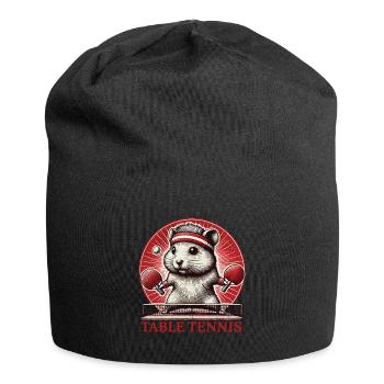 Hamster Retro Vintage Table Tennis Fan Design - Bonnet en jersey - noir - Devant