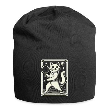 Cute Cat Playing Table Tennis Artfully - Jersey Beanie - black - Front