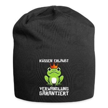 Karneval KÜSSEN ERLAUBT VERWANDLUNG GARANTIERT - Jersey-Beanie - Schwarz - Vorne