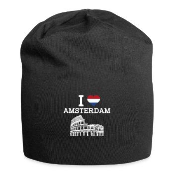 I love Amsterdam Cool Netherlands Heart Flag Wortspiel - Jersey-Beanie - Schwarz - Vorne