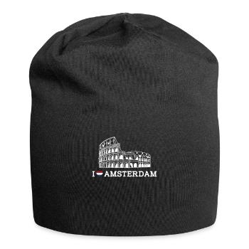 I Love Netherlands Amsterdam Herz Flagge Kolosseum - Jersey-Beanie - Schwarz - Vorne