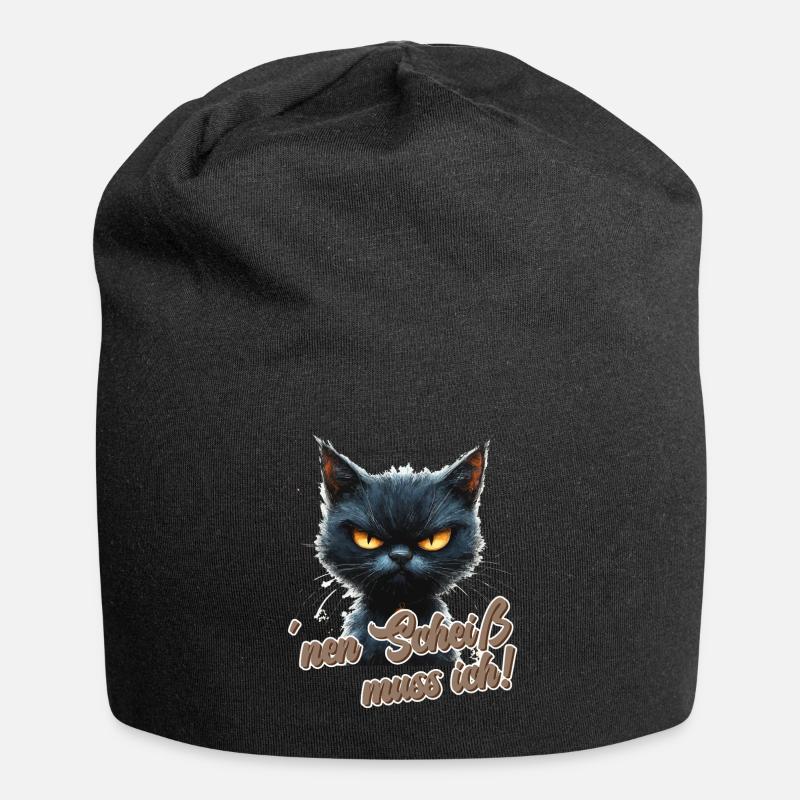 Witzige Katze mit Spruch - Jersey-Beanie - Schwarz