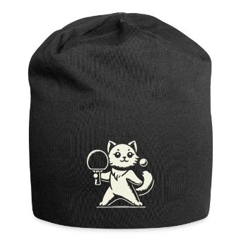 Cute Cat Playing Table Tennis Joy - Jersey Beanie - black - Front