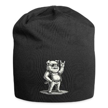 Funny Rock Music Pig Retro Style - Jersey Beanie - black - Front