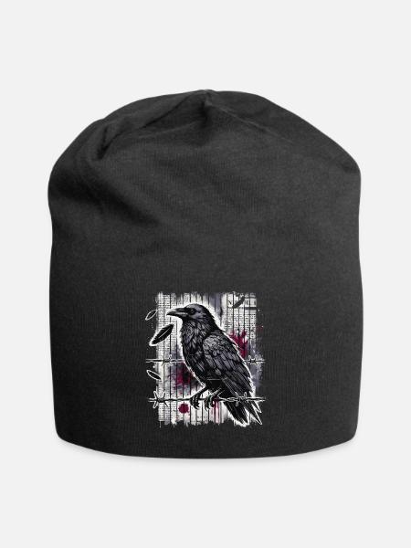 Corbeau sur fil de fer barbelé - Gothic Dark Art - Bonnet en jersey - noir
