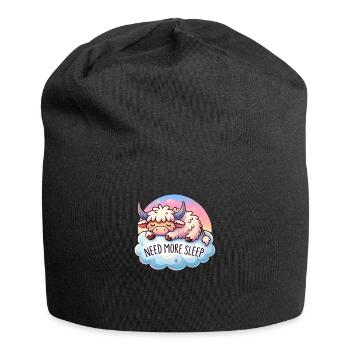 Cute Highland Cow Sleep Lover - Peaceful Bedtime - Jersey Beanie - black - Front