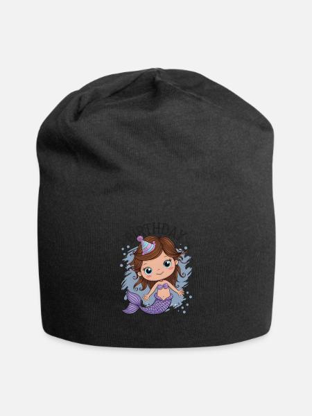 Geburtstag Mädchen Meerjungfrau - Jersey-Beanie - Schwarz
