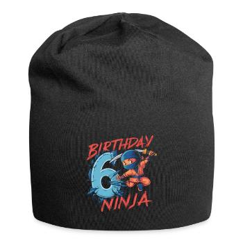 This Little Ninja Is 6 Birthday Shirt - Jersey Beanie - black - Front