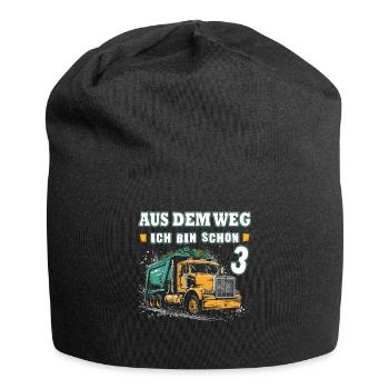 3rd birthday three years garbage truck - Jersey Beanie - black - Front