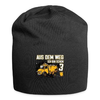 3rd birthday three years garbage truck - Jersey Beanie - black - Front