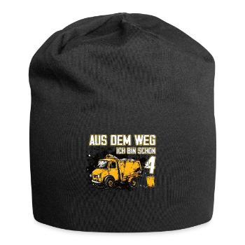 4th birthday four years garbage truck - Jersey Beanie - black - Front