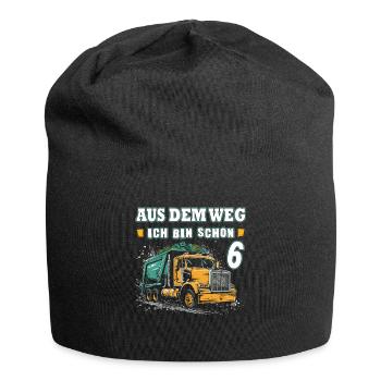 6. Geburtstag sechs Jahre Müllauto - Jersey-Beanie - Schwarz - Vorne
