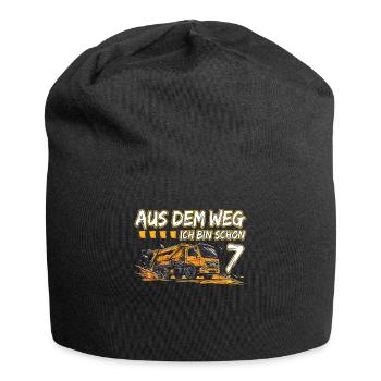 7. Geburtstag sieben Jahre Müllauto - Jersey-Beanie - Schwarz - Vorne