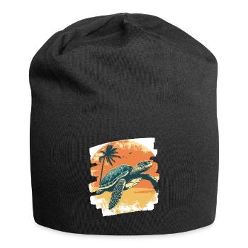 Sea Turtle Retro - Jersey Beanie - black - Front