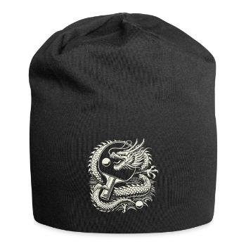 Œuvre d’art de tennis de table dragon avec raquette - Bonnet en jersey - noir - Devant
