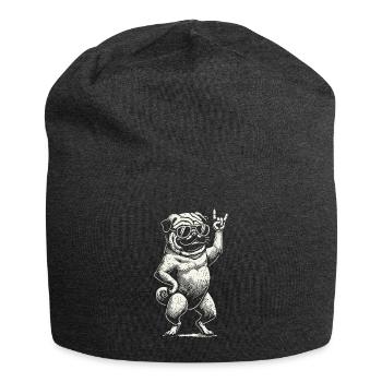 Rock Musik Mops Heavy Metal Festival Design - Jersey-Beanie - Anthrazit - Vorne