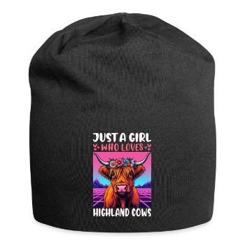 Just a Girl Who Loves Highland Cows - Jersey-Beanie - Schwarz - Vorne