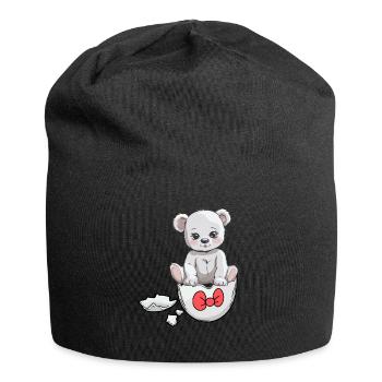 Ours en peluche naissance bébé coquille d’oeuf éclosion - Bonnet en jersey - noir - Devant