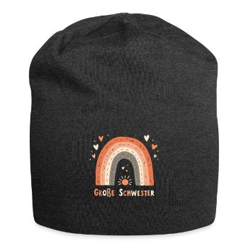 Große Schwester Regenbogen Boho - Jersey-Beanie - Anthrazit - Vorne