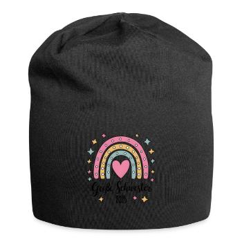 Große Schwester 2025 Regenbogen - Jersey-Beanie - Schwarz - Vorne