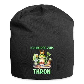 Froschkostüm ICH HÜPFE ZUM THRON Lustiges - Jersey-Beanie - Schwarz - Vorne